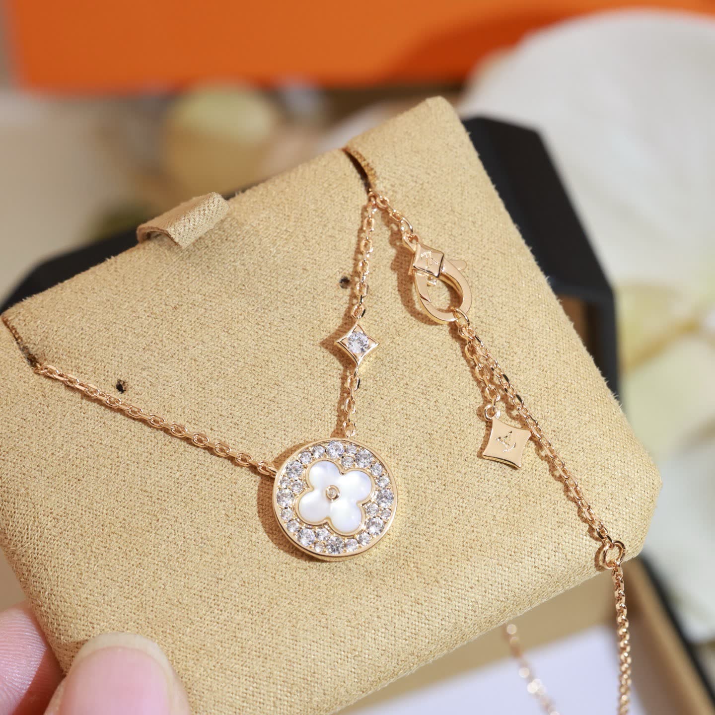 Louis Vuitton Monogram Flower Diamond Necklace